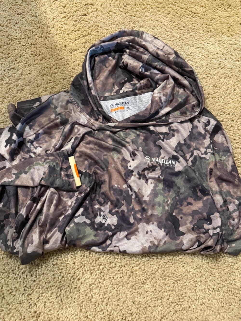 Magellan Outdoors Camo Lightweight Hooded Shirt Jacket - Brown/Green